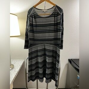 Haani Women's Size 1X Neutral Colors Striped 3/4 Sleeve Sheath Dress